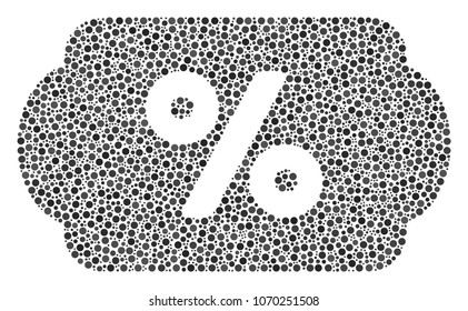 Discount Coupon composition of circle dots in different sizes and color hues. Circle elements are united into discount coupon vector illustration. Dotted vector illustration.