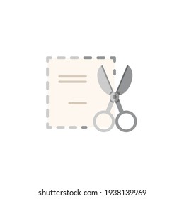 Discount coupon. Cutout ticket and scissors. Flat color icon. Commerce vector illustration