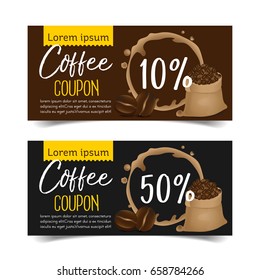 Discount Coupon design,Coffee coupon vector illustration.