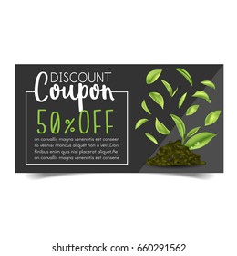 Discount Coupon design,Green tea coupon vector illustration.