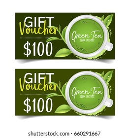 Discount Coupon design,Green tea coupon vector illustration.