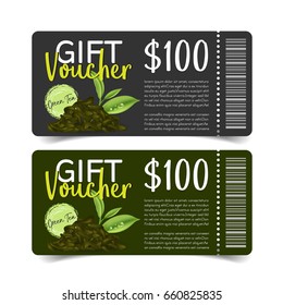 Discount Coupon design,Green tea coupon vector illustration.