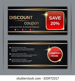 Discount coupon, gift voucher, gift certificate, invitation card, label, sticker design template.