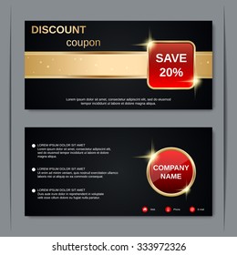 Discount coupon, gift voucher, gift certificate, invitation card, label, sticker design template.