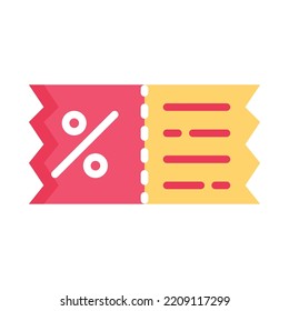 Rabattmarkensymbol. Flaches Design. Coupon-Rabatt für Superverkäufe. Coupon-Promotion Verkauf. Ermäßigungskarte. Für Präsentationen, Grafikdesign, mobile Applikationen. Vektorgrafik.