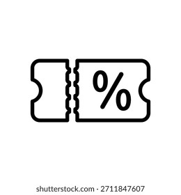 Icono de Cupón de descuento, gráficos de Vector de línea