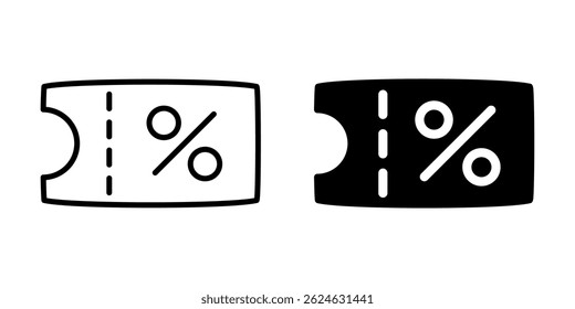 Discount coupon icon. Linear and silhouette style.