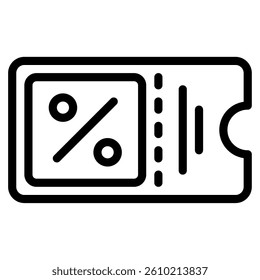 A discount coupon icon representing savings in marketing and promotional materials.
