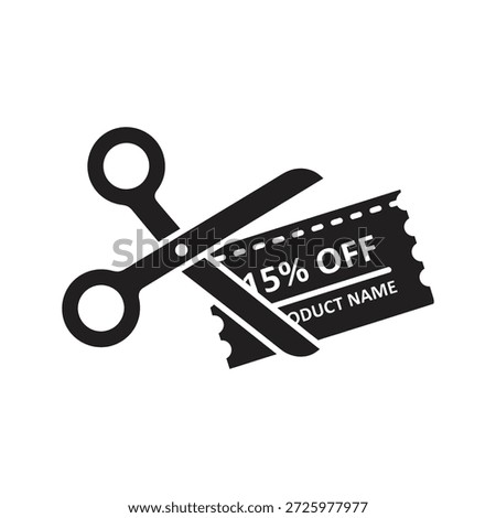 Discount coupon icon with scissors cutting a percentage off a symbol for sales promotion and special offer for retail marketing and shopping