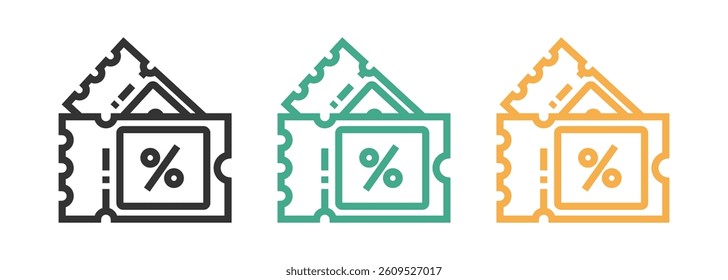 discount coupon icon set isolated on white background