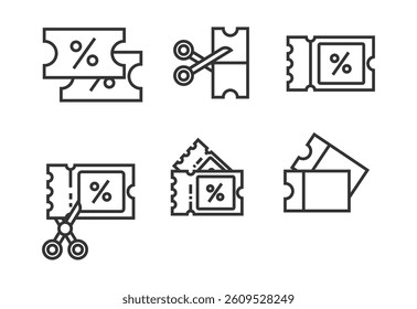 discount coupon icon set isolated on white background