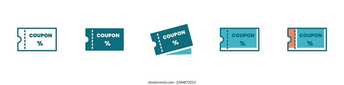 Discount coupon icon set voucher tag price symbol for product label promotion illustration vector
