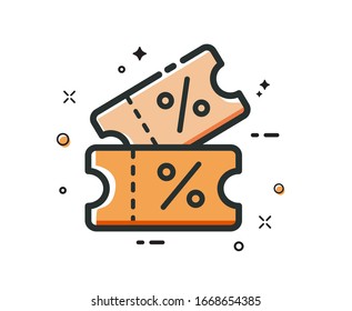 Discount coupon icon. Shopping voucher. Flat illustration.