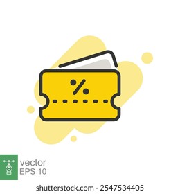 Discount coupon icon. Simple flat style. Voucher, gift, movie ticket, shopping bonus, discount tag, percent, percentage, sale concept. Vector illustration isolated on white background. EPS 10.