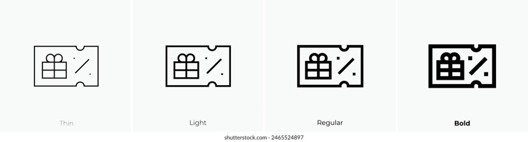 discount coupon icon. Thin, Light Regular And Bold style design isolated on white background