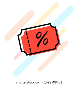 Discount coupon icon vector. Sale ticket label sign.