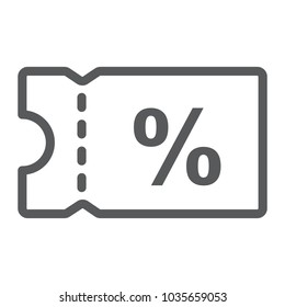 Discount Coupon line icon, e commerce and marketing, sale sign vector graphics, a linear pattern on a white background, eps 10.