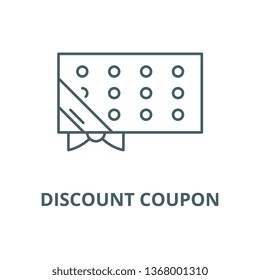 Discount coupon line icon, vector. Discount coupon outline sign, concept symbol, flat illustration