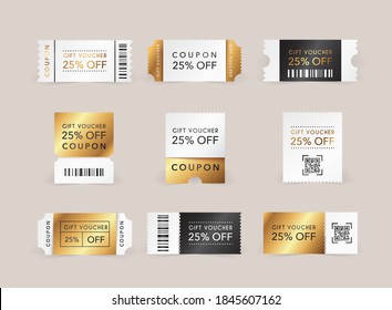 Discount coupon. Promo code gift voucher and coupons template.