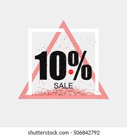 Discount coupon or the sale in a modern style. Triangular red frame. Vector illustration