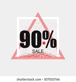 Discount coupon or the sale in a modern style. Triangular red frame. Vector illustration