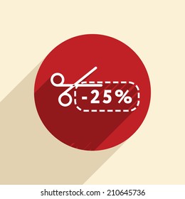 discount coupon with scissors sign.