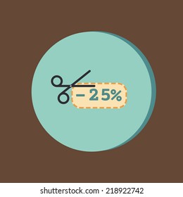 discount coupon with scissors sign. symbol icon discounts on merchandise