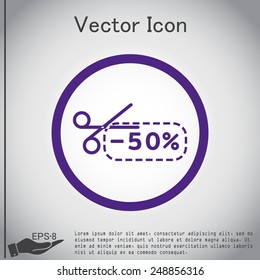 discount coupon with scissors sign. symbol icon discounts on merchandise