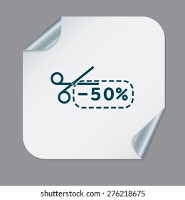 discount coupon with scissors sign. symbol icon discounts on merchandise