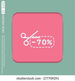 discount coupon with scissors sign. symbol icon discounts on merchandise