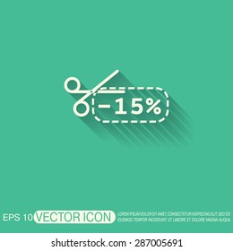 discount coupon with scissors sign. symbol icon discounts on merchandise