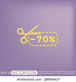 discount coupon with scissors sign. symbol icon discounts on merchandise