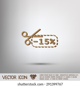 discount coupon with scissors sign. symbol icon discounts on merchandise
