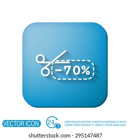 discount coupon with scissors sign. symbol icon discounts on merchandise
