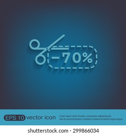 discount coupon with scissors sign. symbol icon discounts on merchandise