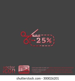 discount coupon with scissors sign. symbol icon discounts on merchandise