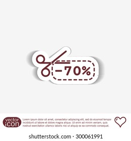 discount coupon with scissors sign. symbol icon discounts on merchandise