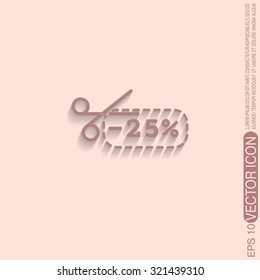 discount coupon with scissors sign. symbol icon discounts on merchandise