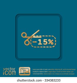 discount coupon with scissors sign. symbol icon discounts on merchandise