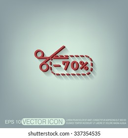 discount coupon with scissors sign. symbol icon discounts on merchandise