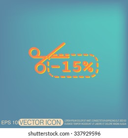 discount coupon with scissors sign. symbol icon discounts on merchandise