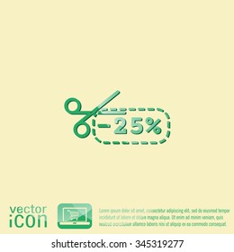 discount coupon with scissors sign. symbol icon discounts on merchandise