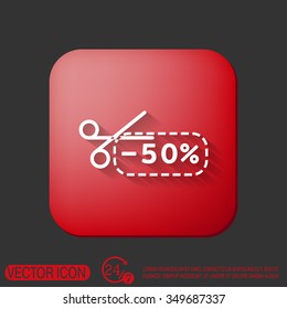 discount coupon with scissors sign. symbol icon discounts on merchandise