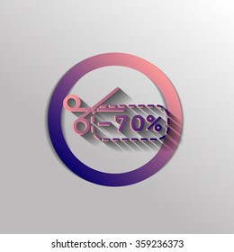 discount coupon with scissors sign. symbol icon discounts on merchandise