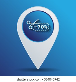 discount coupon with scissors sign. symbol icon discounts on merchandise
