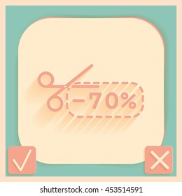 discount coupon with scissors sign. symbol icon discounts on merchandise