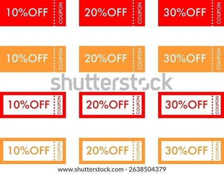 Discount coupon set from 10% to 30% OFF