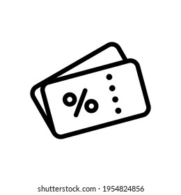 Discount coupon, simple ticket icon. Black icon on white background