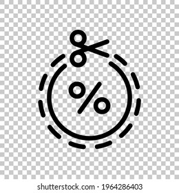 Discount coupon, simple ticket icon. Black editable linear symbol on transparent background