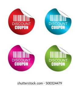 Discount coupon sticker, button, label and sign set - vector